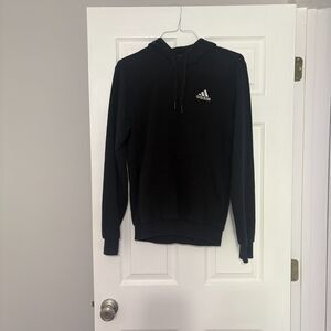 Adidas Mens Black 3-Stripes Fleece Hoodie Pullover Sweatshirt Size Small